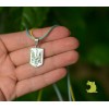 Кулон "Герб Тризуб. Патріот України". На жовто блакитному шнурку